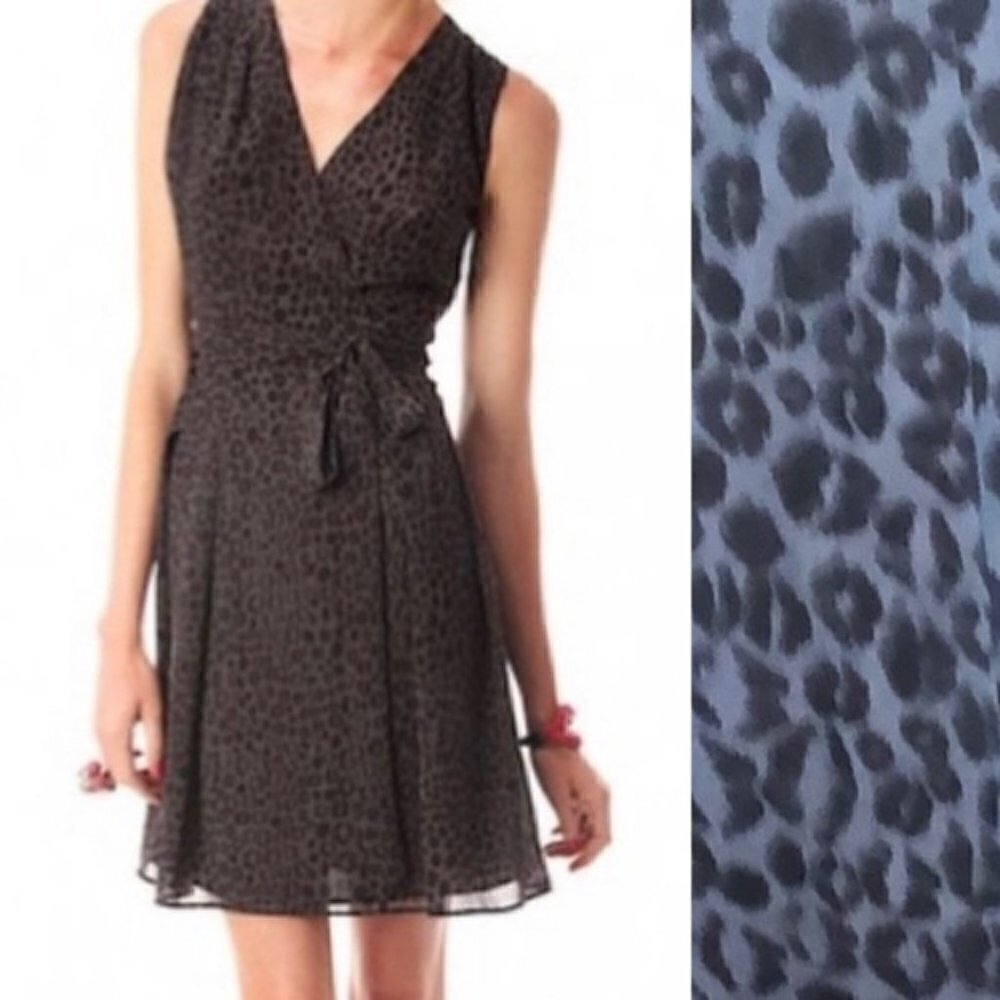 Kirna Zabete at Target Women's Sz 6 Sleeveless Faux Wrap Dress Gray Black Animal